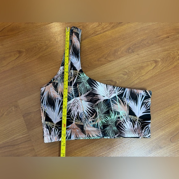 JUNE SWIMWEAR Tropical Off Shoulder Top and Cheeky Black Bikini Bottoms - Picture 3 of 12